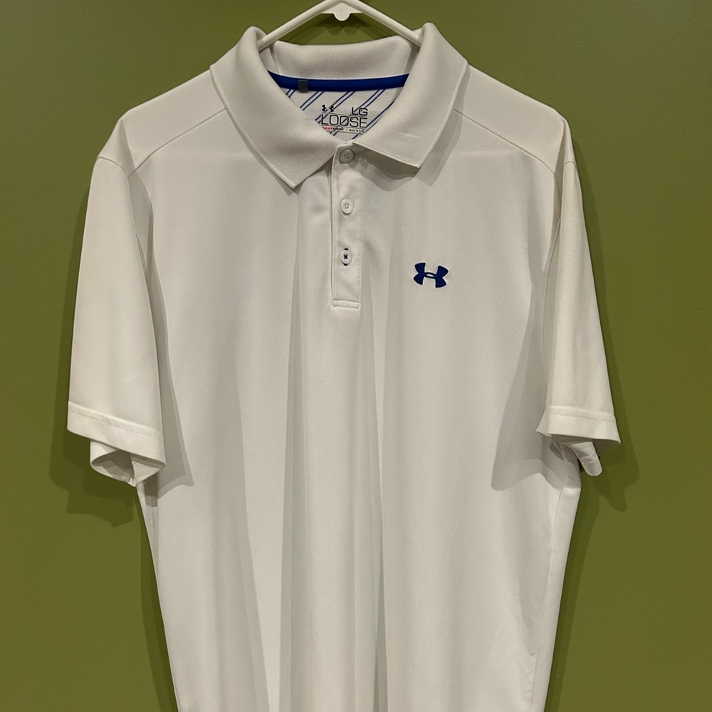 Under Armour men’s white polo style shirt.